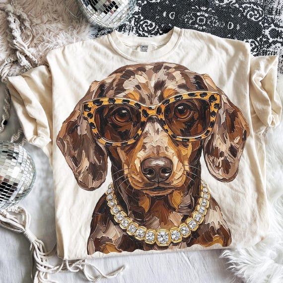 Glam Dachshund PNG | Bling Design | Everyday Designs | Boujee Png | Leopard Print Png | Animal Print Graphic | Cute Dog | Funny Wiener Dog