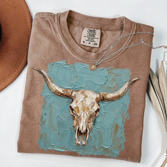 Distressed Brushstroke Cow Skull PNG | Cowboy Graphics | Western Sublimation | Western Grunge PNG | Punchy Png | Cowboy Lovers | Country Png