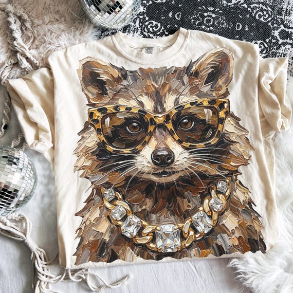 Glam Raccoon PNG | Everyday Designs | Boujee Png | Leopard Print Png | Opossum Design | Preppy Feral Girl Png | Cute Raccoon | Trash Panda
