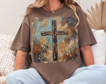 Brushstroke Cross PNG | Western Cowboy PNG | Cowboy Graphics | Western Faith PNG | Church Shirt Png | Jesus Sublimation | Brushstroke Png