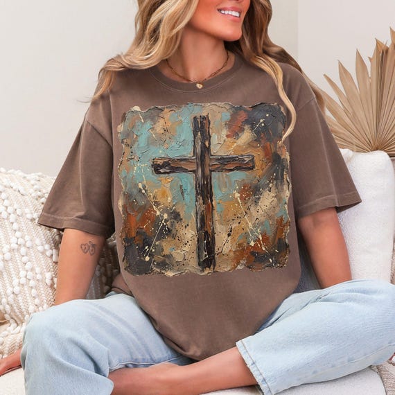 Brushstroke Cross PNG | Western Cowboy PNG | Cowboy Graphics | Western Faith PNG | Church Shirt Png | Jesus Sublimation | Brushstroke Png