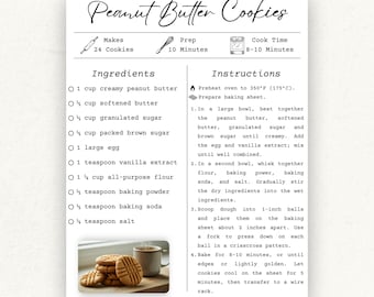 Canva Recipe Template | Minimalist Design | Easy to Use | Print at Home | Recipe Card Template | Digital Download | Homemade Cookbook