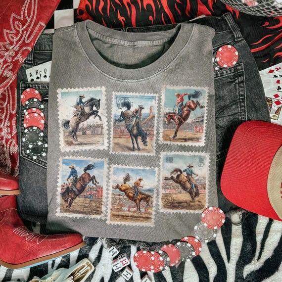 Rodeo Cowboy PNG | Western Designs | Ranch PNG | Horse Bucking Horses | Western Postage Stamp | Western Concert Png | Digital Download