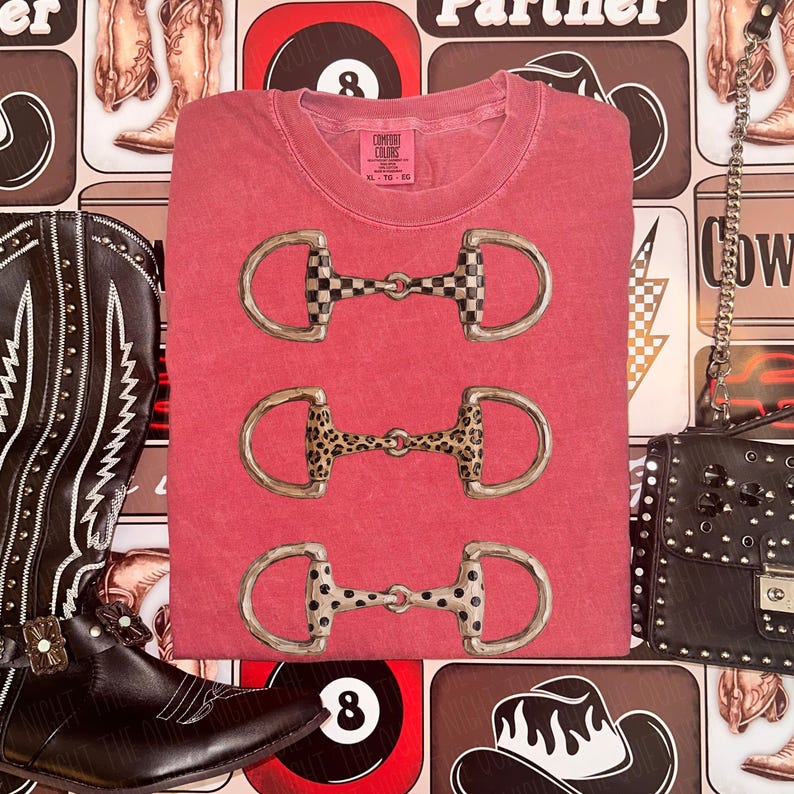 Penseldrag med hästbett PNG | Rutig PNG | Leopardmönster PNG | Prickar PNG | Cowboygrafik | Westerngrafik | Cowgirldesign bild 13