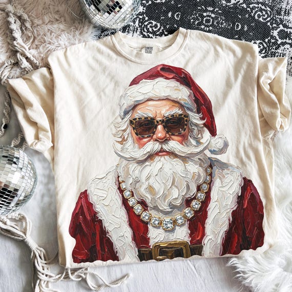 Glam Santa PNG | Bling Design | Everyday Designs | Boujee Png | Leopard Print Png | Animal Print Graphic | Cute Christmas PNG | Preppy Santa