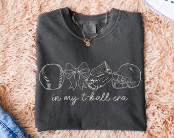 Hand Drawn In My T-Ball Era | White Distressed T Ball Doodles PNG | Tball Mom Png | Softball Design | Game Day PNG | Coquette Sport Png