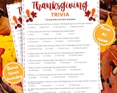 Thanksgiving Trivia Printable Game | Friendsgiving Game | Trivia Printable | Thanksgiving Quiz | Family Friendly Game | Turkey Day Trivia