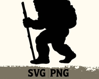 Hiking Bigfoot, Sasquatch SVG, Bigfoot Silhouette PNG, Sasquatch for Cricut & Silhouette, Bigfoot SVG, Yeti Svg Vector File Bigfoot Sticker