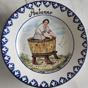 Vintage Bassano Hand-Painted Seasons Plate - Italy - Choice of Spring, Summer, Autumn, Winter