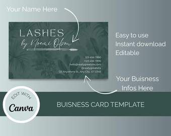 Tropical Business Card Template: Editable Canva Design for Beauty Professionals (Digital Download