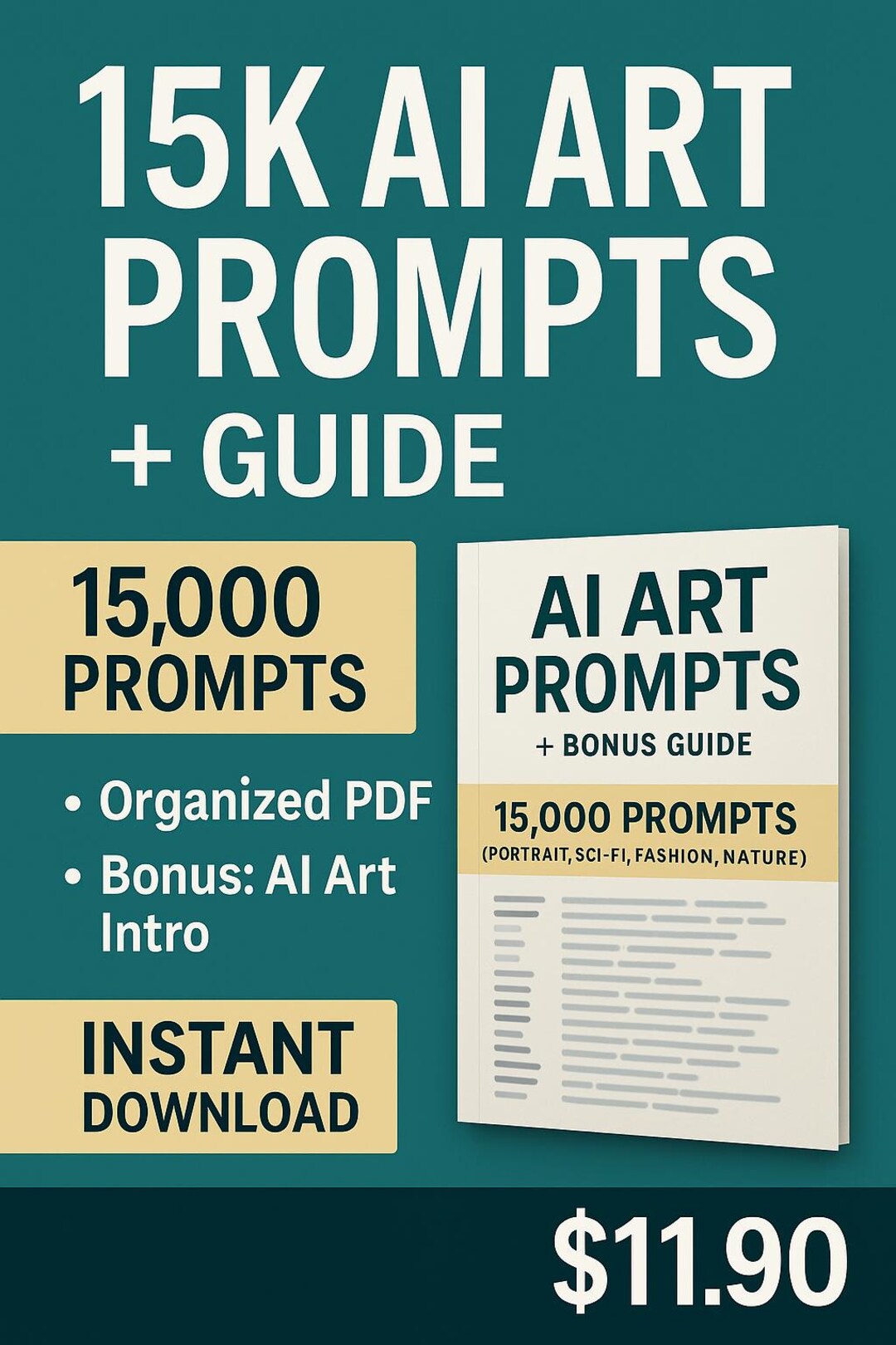 15,000 AI Art Prompts + Bonus Guide | Midjourney, DALL·E, Leonardo - Etsy