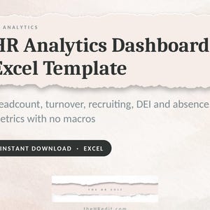 Plantilla de Excel para panel de análisis de RR. HH. / Métricas de plantilla, rotación, DEI, reclutamiento y ausencias / Sin macros, descarga instantánea imagen 1
