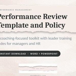 Plantilla y política de evaluación del desempeño para gerentes / Kit de herramientas de gestión del desempeño + Diapositivas de capacitación para líderes / Word editable + PowerPoint