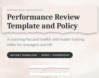 Performance Review Template & Policy for Managers | Performance Management Toolkit + Leader Training Slides | Editable Word + PowerPoint