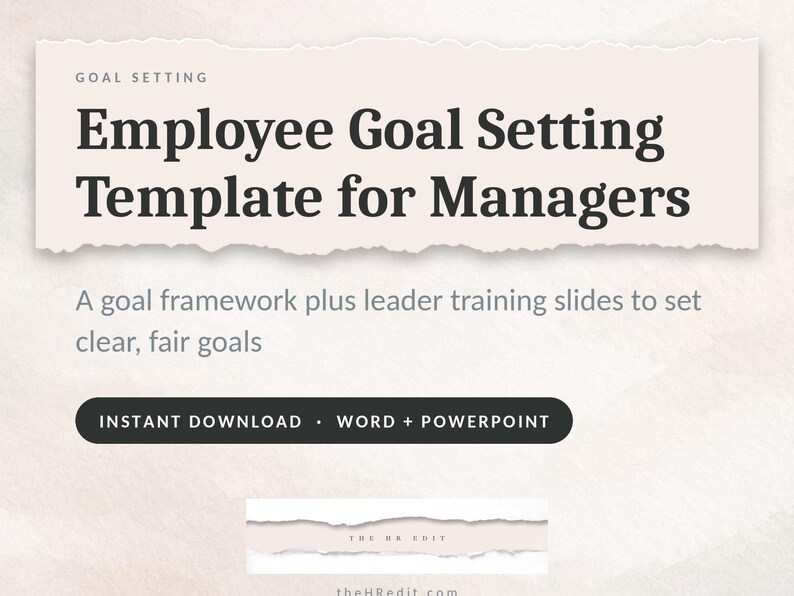 Employee Goal Setting Template for Managers | Goal Setting Framework + Leader Training Slides | Editable Word + PowerPoint image 1