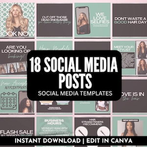 18 Social Media Bundle, Appointment Flyer, Book Now Flyer, Beauty Booking Flyer, Instagram Flyer, Hairstylist, Nail, Lash, MUA, Salon Flyer
