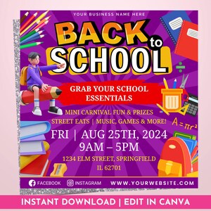 Back 2 School Flyer | Editable Canva Template | August Booking | Install Specials | Hair Flyer | Instant Digital Download, Beauty Flyer