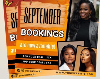 Fall Season Booking Flyer, Fall Szn Sale, September Booking Flyer, Fall Season Lash Nails Braids MUA Autumn Flyer, Fall Wig Install Flyer