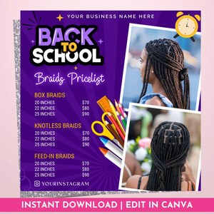 Back 2 School Flyer | Editable Canva Template | August Booking | Install Specials | Hair Flyer | Instant Digital Download, Beauty Flyer