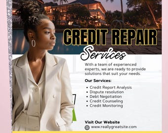 Plantilla de servicios de reparación de crédito, diseño de plantilla de volante DIY, restauración de crédito, volante de especialista en crédito, volante prediseñado de servicios de reparación de crédito
