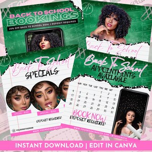 Back to School Booking Flyer, Back 2 School Special August Booking Flyer Back to School Deal Appointments Hair Braids Nails Lash Wigs Makeup
