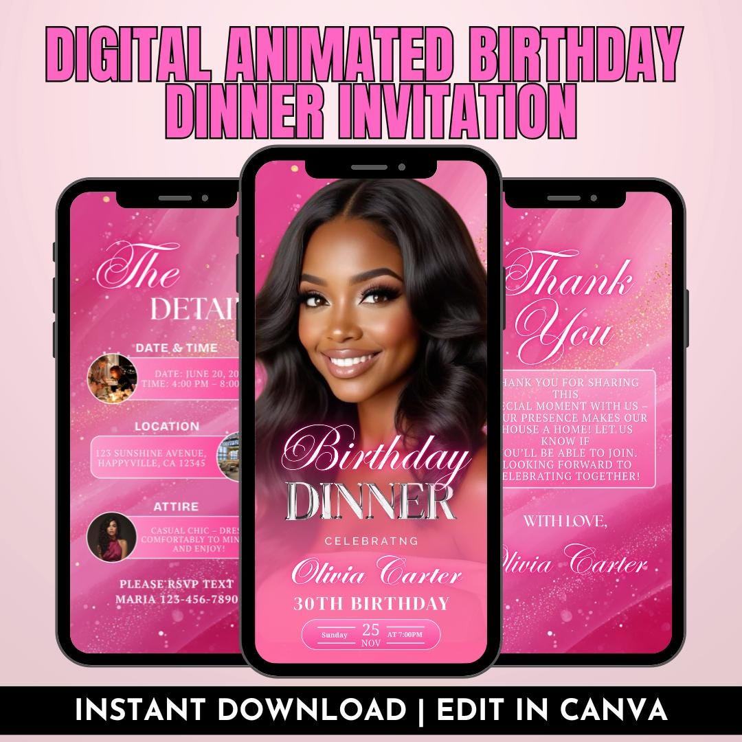 Invitiation Animation Digital Invitiation, Animated Birthday Invitation, Editable Flyer ...