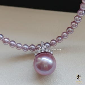 Edison Pearl Necklace: 14K Gold Pendant, Purple Freshwater Pearl
