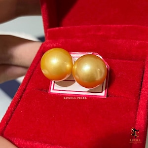18K pearl studs, Pearl Everyday Earrings, Pearl gold bridal earrings, Earrings Real Pearl, Earrings studs gold pearl, Genuine SouthSea Pearl