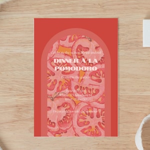 Invitación editable para cena de tomates / Plantilla Canva para cena de jardín estética / Invitación para cena de tomates tradicionales / Descarga digital