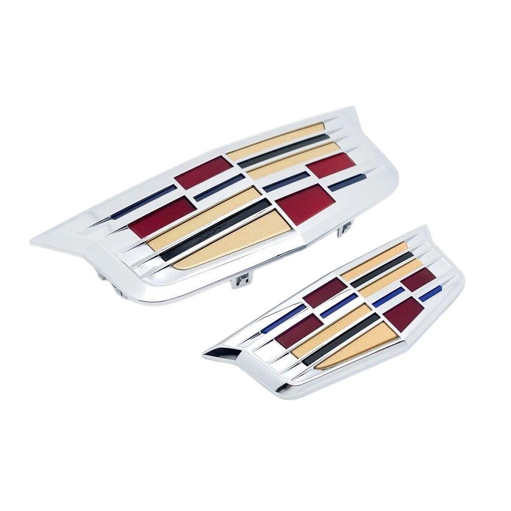 Chrome Front Grille & Rear Trunk Emblem Decal For Cadillac ATS, CTS, STS