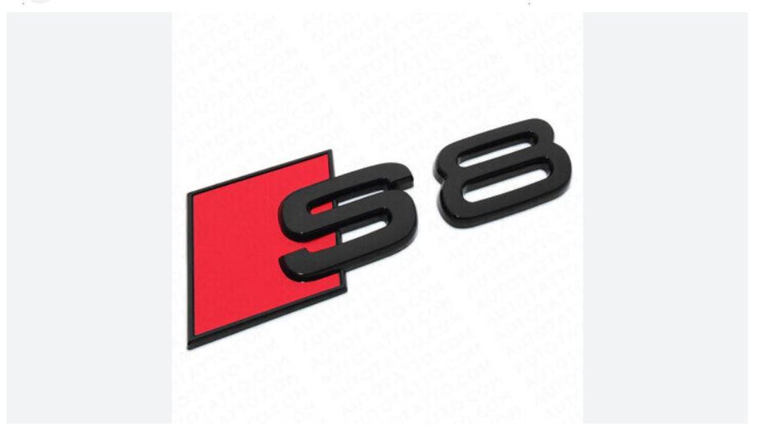 C8 Rear Badging Gloss Black 3D Rear Trunk Emblem Badge for Audi S8 | Custom Blacked Out ...