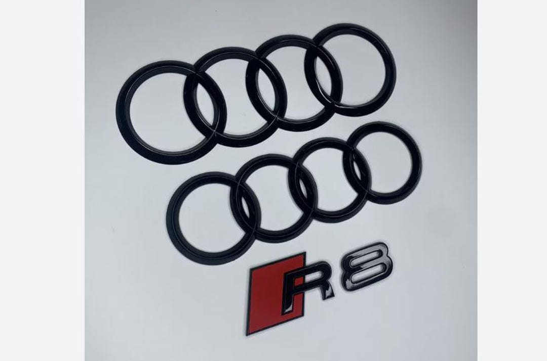 Small Audi Rings Gloss Black Audi 175mm Front Rings 192mm Rear Rings R8 Rear Emblem Set ...