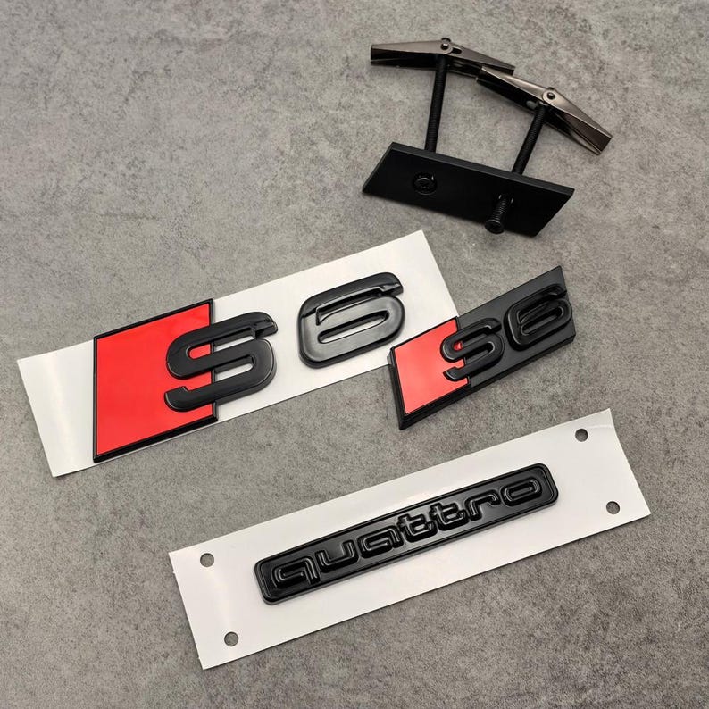 Set of 3 Gloss Black Emblems for Audi S6: Rear Emblem, Grille Emblem ...