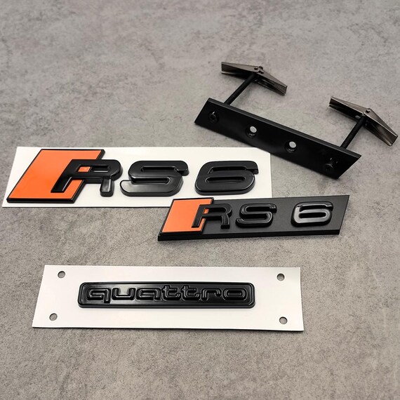 アウディRS6用 グロスオレンジブラックRS6リアエンブレム、RS6グリル 