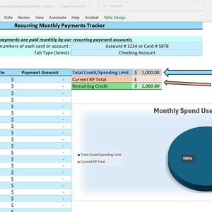 Excel-sjabloon voor terugkerende maandelijkse betalingen