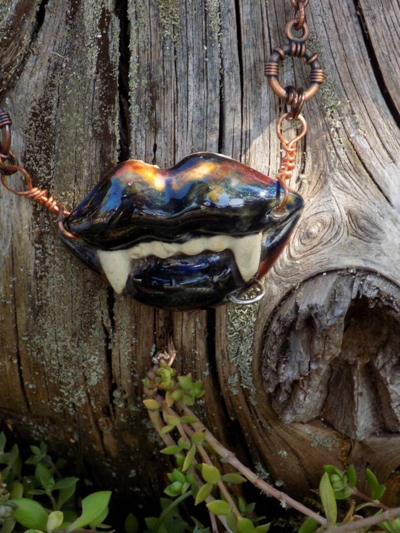 Ceramic Vampire Fangs Statement Necklace