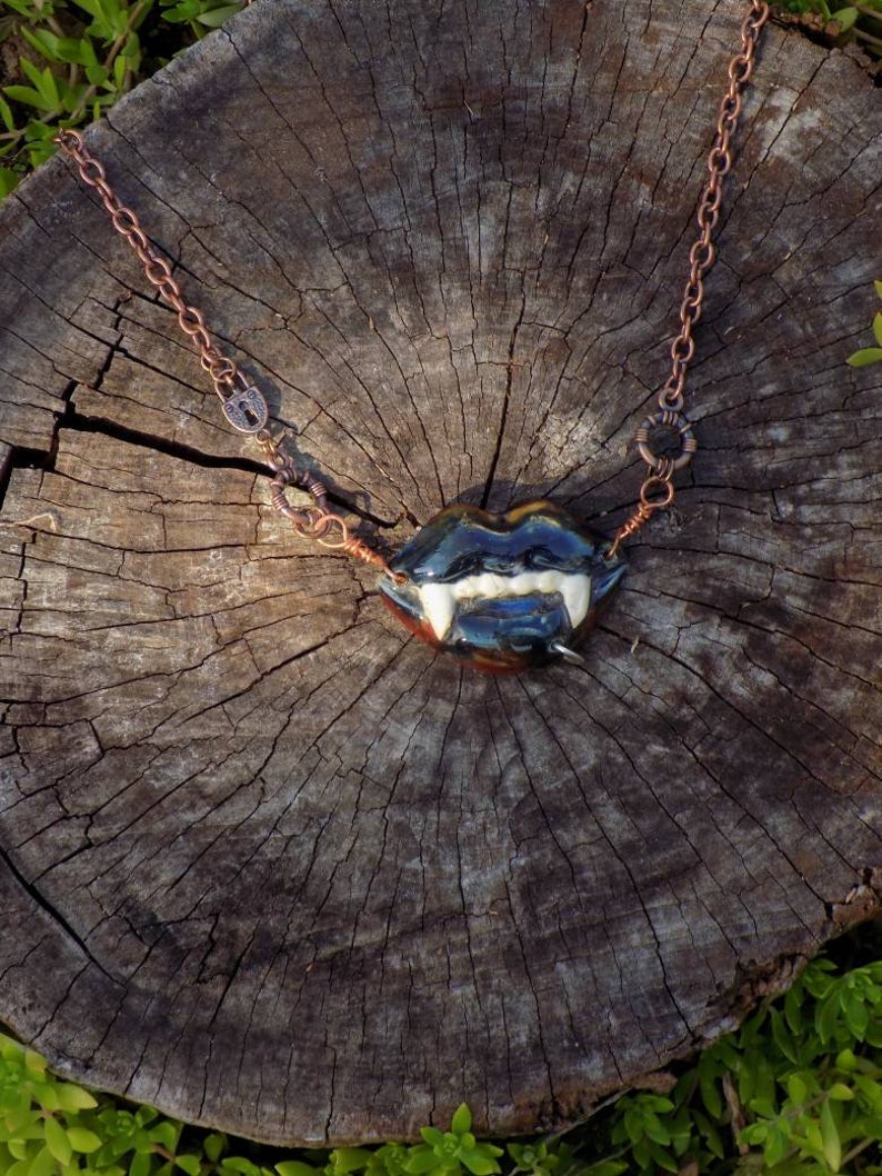 Ceramic Vampire Fangs Statement Necklace