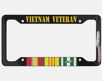 Nummerplaathouder voor Vietnamveteranen met identificatieplaatjes – Patriotisch militair autoaccessoire