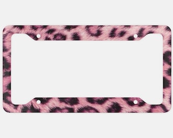 Roze kentekenplaathouder met luipaardprint