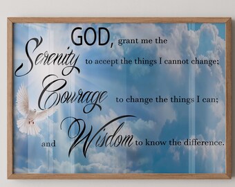 Serenity Prayer Wall Art, Spiritual Decor, Inspirational Home Gift