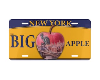 Placa da Big Apple, lembrança de Nova York, presente exclusivo, decoração automotiva personalizada