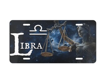 Placa personalizada de Libra - Placa de horóscopo, acessórios para carro de Libra