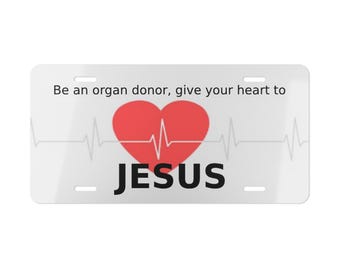 Donnez votre coeur à Jésus Plaque d'immatriculation personnalisée, Plaque d'immatriculation chrétienne, Plaque d'immatriculation religieuse, Plaque d'immatriculation spirituelle