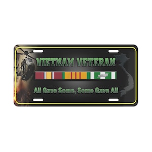 Vietnam Veteran Tribute License Plate, P Gift for Veterans, , Military Pride