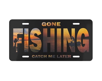 Placa personalizada Gone Fishing | Placa de carro personalizada, placa personalizada