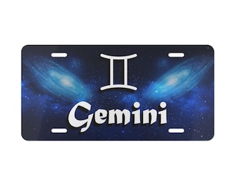 Gemini Vanity Plate - Zodiac Sign License Plate, Astrology Car Tag, Personalized Horoscope Gift, Custom Name Vehicle Plate, Cosmic Car