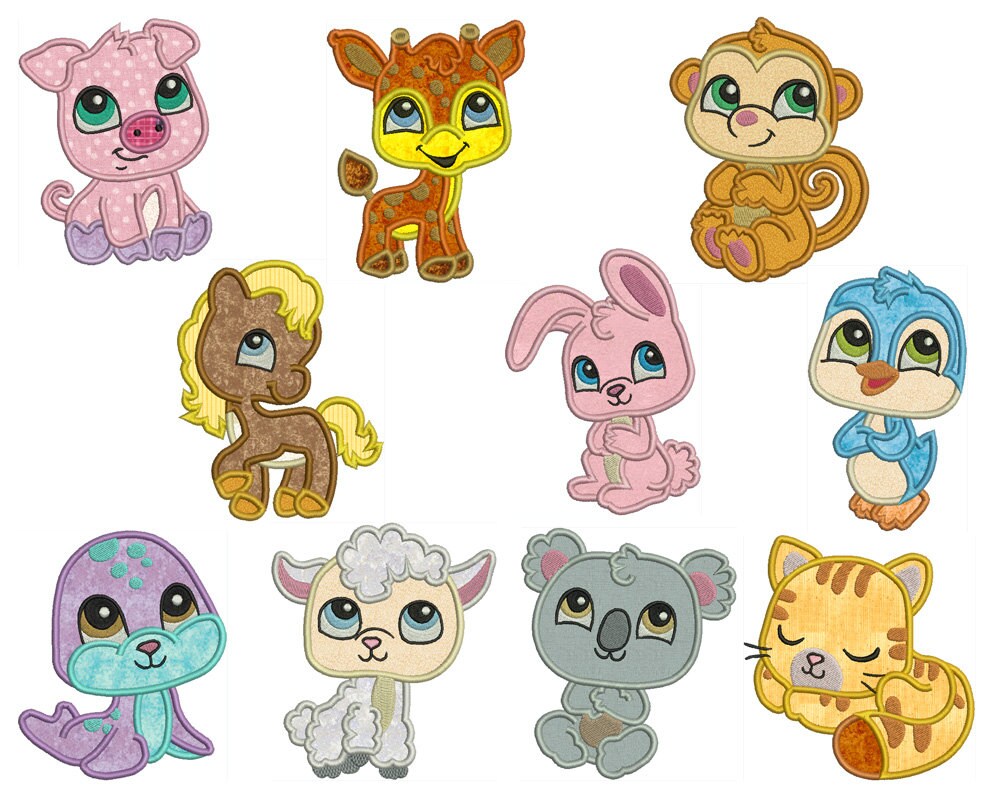 Baby animals machine applique jessecmault instant digital  etsy