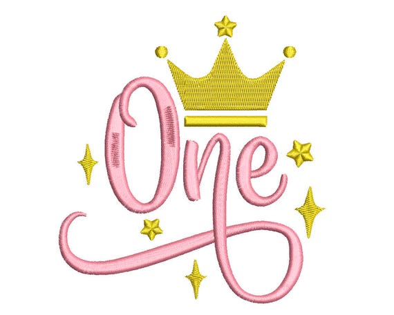 First Birthday One Number 1 Crown Machine Embroidery Etsy