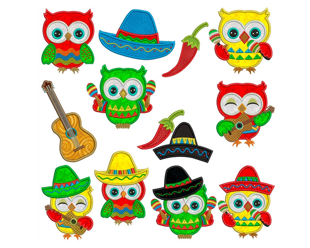 Cinco de mayo owls machine applique jessecmault instant etsy Cinco de mayo owls machine applique jessecmault instant etsy
