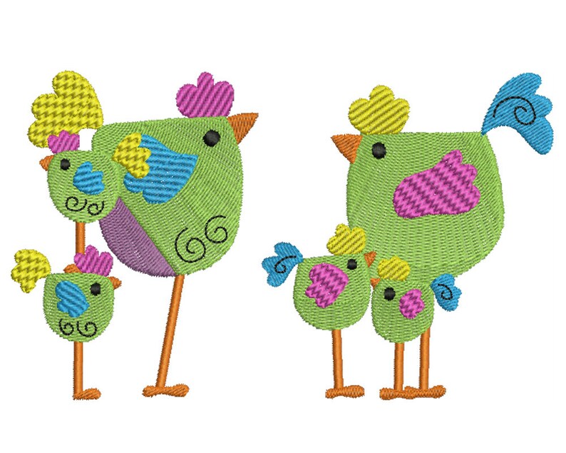 CHICKENS 1 Machine Filled Embroidery 2 Patterns in 3 Sizes Etsy
